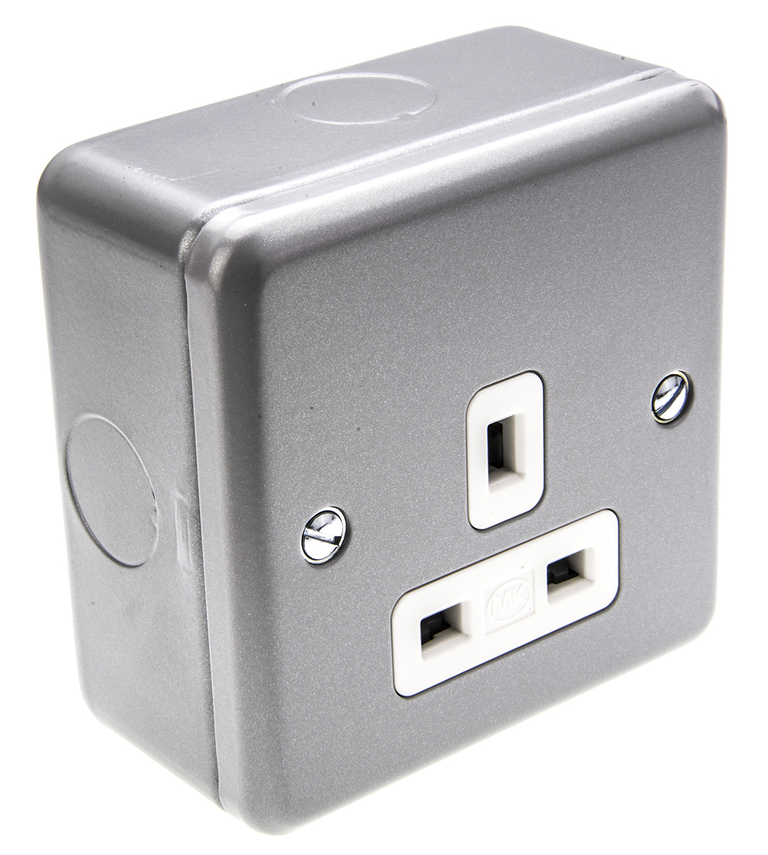 MK Electric Metalclad Plus Grey 1 Gang Plug Socket, 13A, Type G - British, Indoor Use