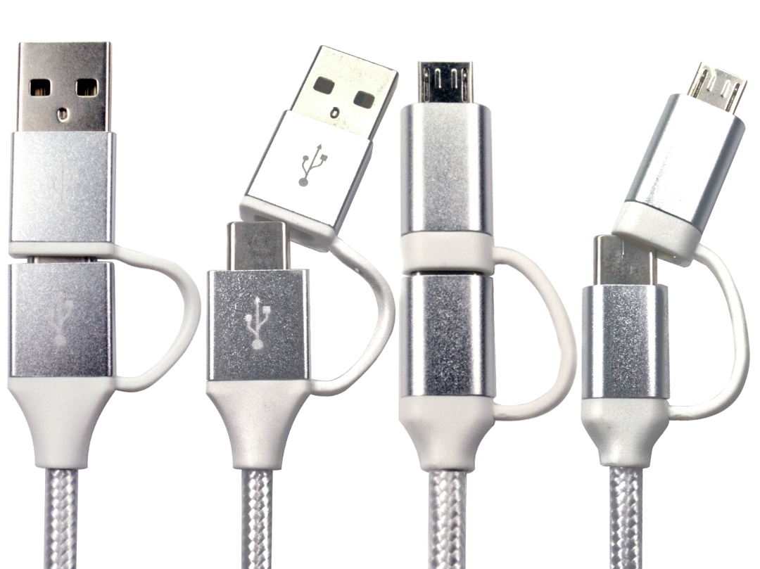 RS PRO USB 2.0, Male USB A, USB C to Male Micro USB B, USB C, 480Mbps, 1m, 15W