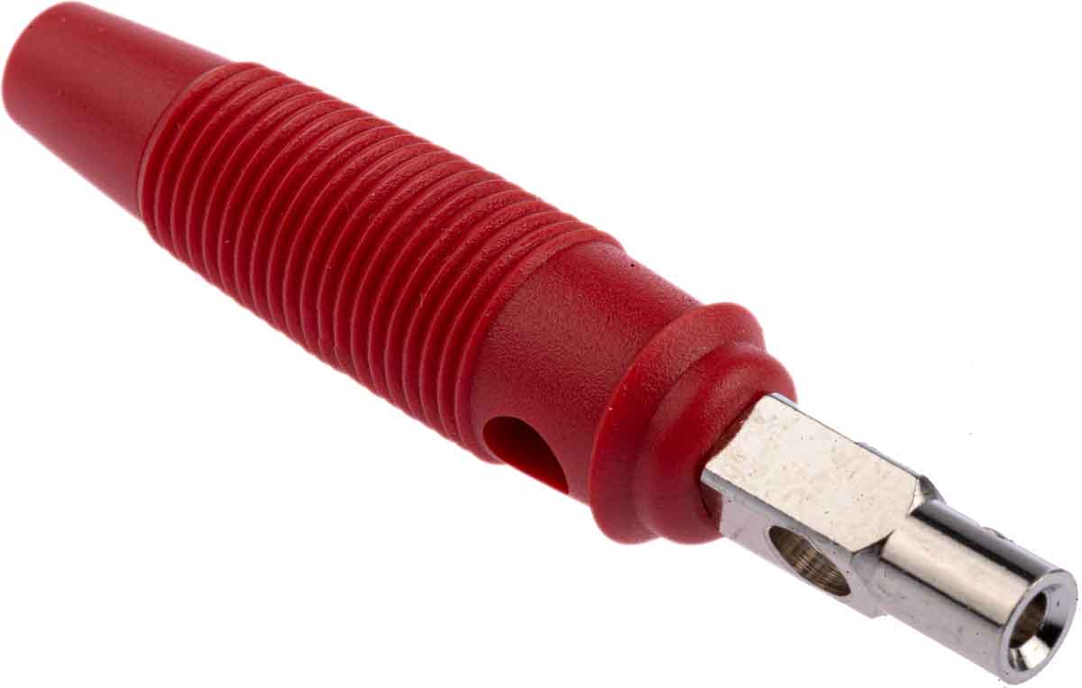 Hirschmann Test & Measurement Red Male Banana Plug, 4 mm Connector, Screw Termination, 16A, 60V dc, Nickel Plating