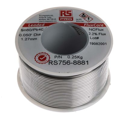 RS PRO Wire, 1.27mm Lead solder, 183°C Melting Point