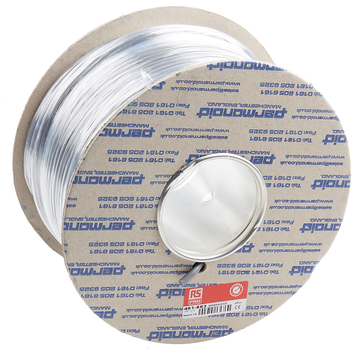 RS PRO 2182Y 0.5 mm² 2 Core Power Cable, H03VV-F, Grey PVC, 100m