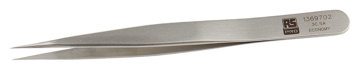 RS PRO 110 mm, Stainless Steel, Tweezers