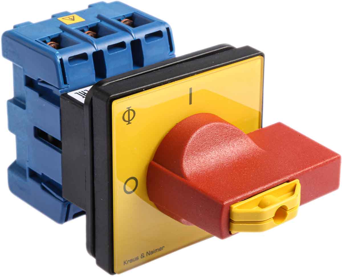 Kraus & Naimer 3P Pole Panel Mount Isolator Switch - 40A Maximum Current, 15kW Power Rating, IP65