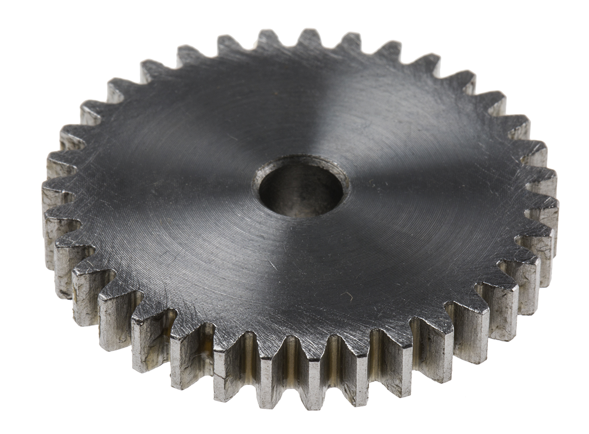 RS PRO Steel 35 Teeth Spur Gear, 1 Module, 6mm Bore Diam, 35mm Pitch Diam, 14mm Hub Diam