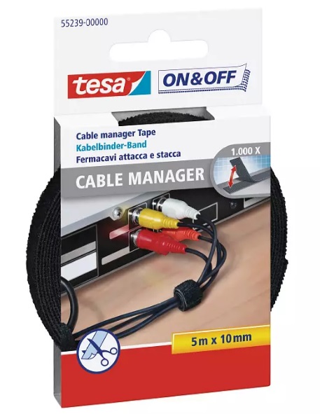 Tesa Cable Tie Bundling Tool, Releasable, 5m x 10 mm, Black Polyamide, Pk-1