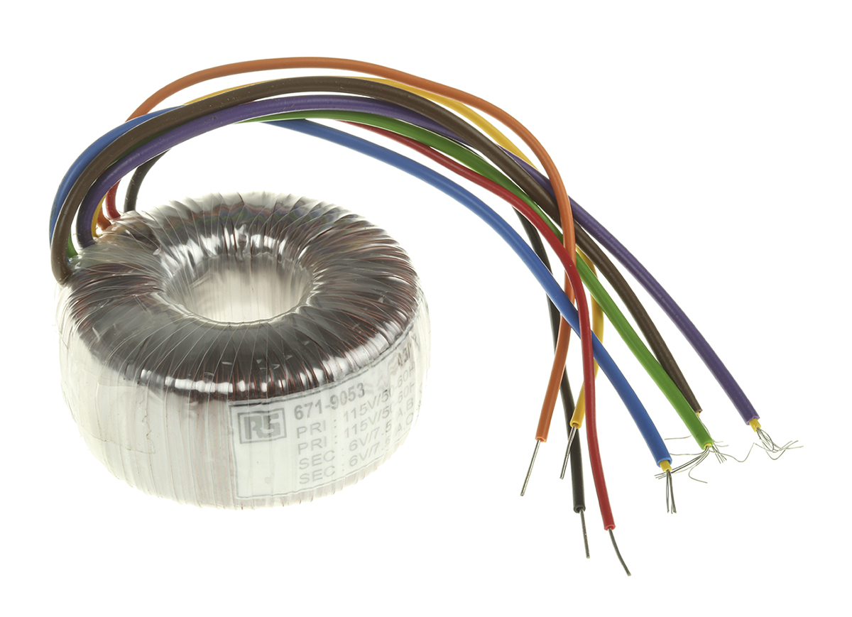 RS PRO 115 V ac, 230 V ac, 2 x 6V ac Toroidal Transformer, 15VA 2 Output