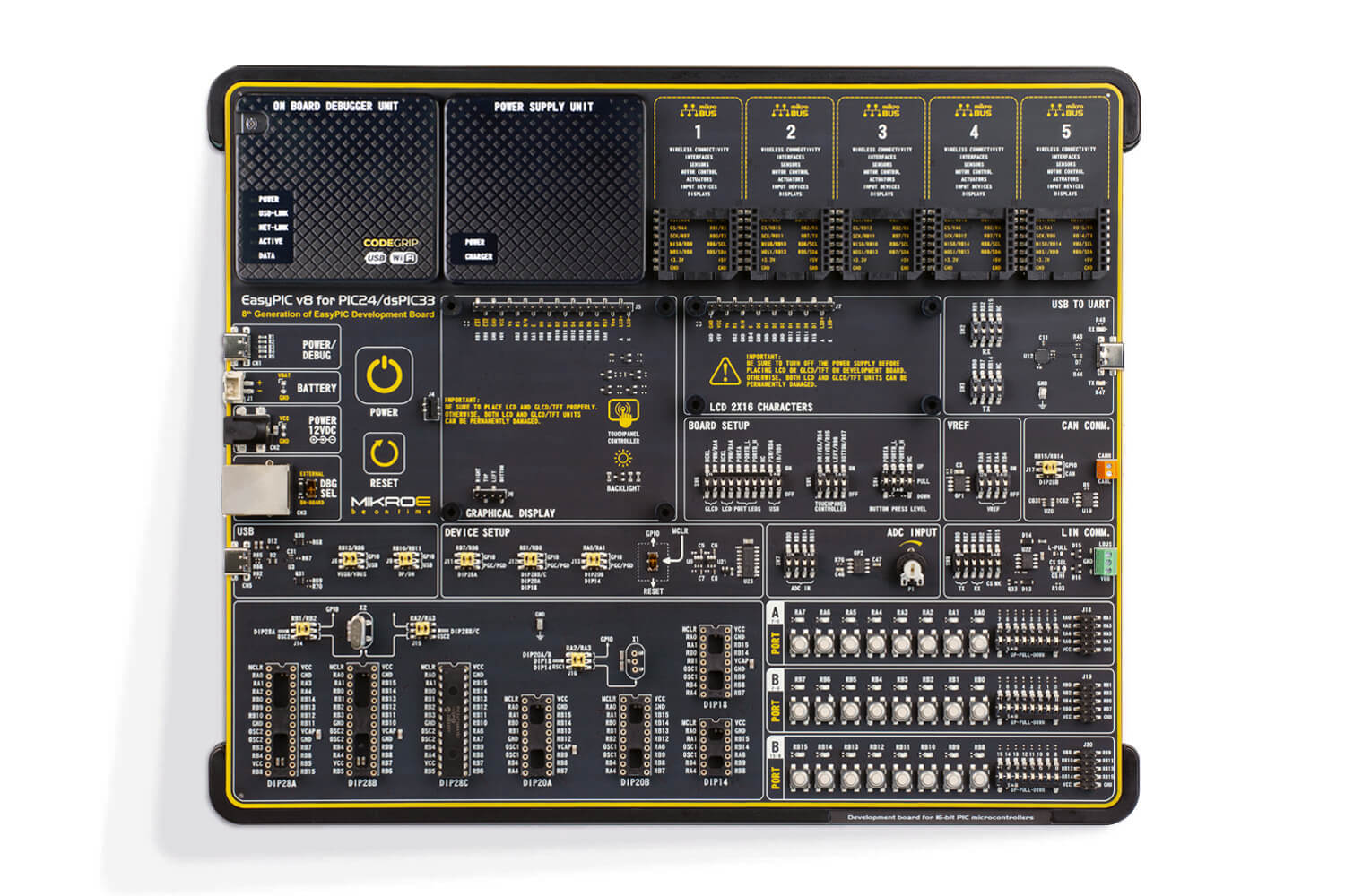 Brand-Rex EasyPIC v8 For PIC24/dsPIC33 USB Development Board MIKROE-5373