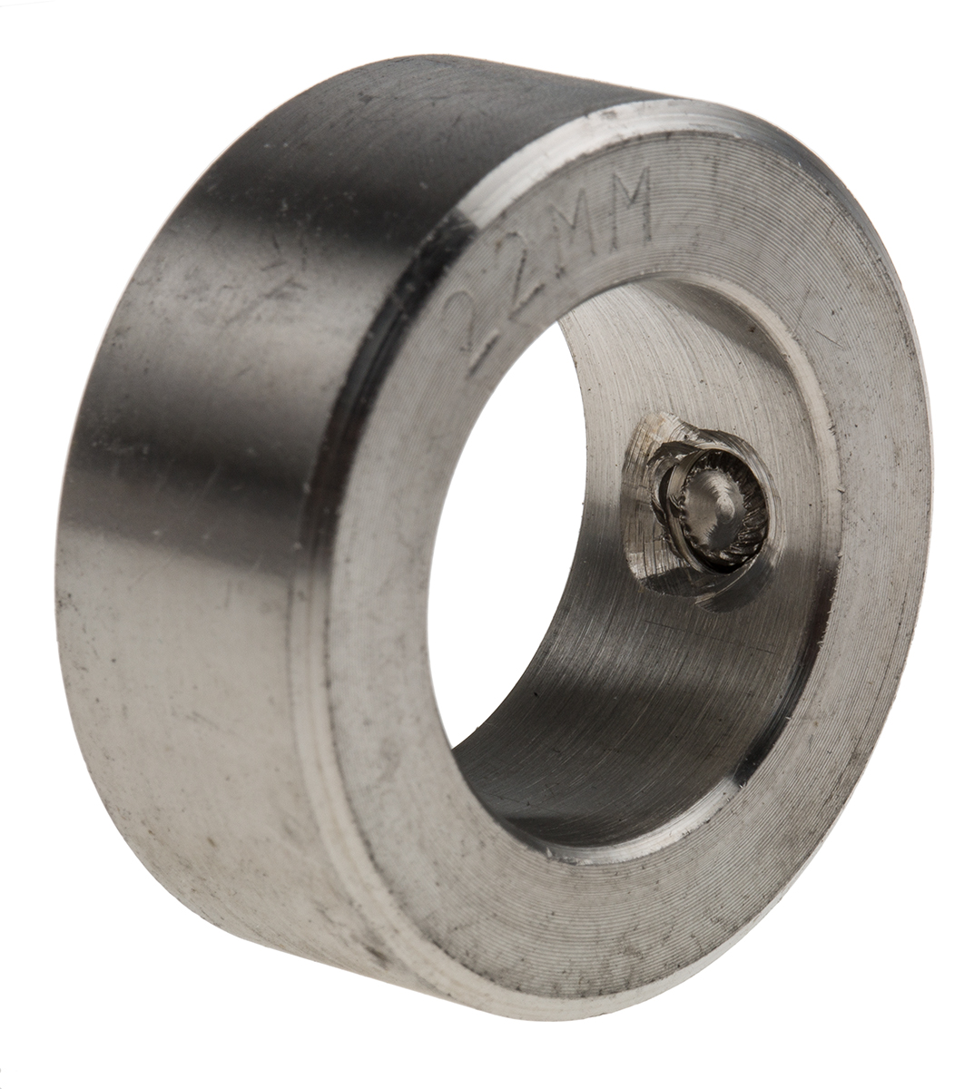 RS PRO Shaft Collar, One Piece, Set Screw, Bore 22mm, OD 36mm, W 14mm, Stainless Steel