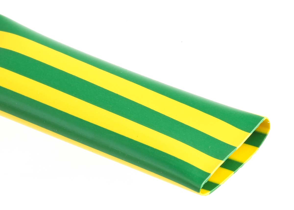 TE Connectivity Heat Shrink Tubing, Green/Yellow 12mm Sleeve Dia. x 1.5m Length 2:1 Ratio, DCPT Series