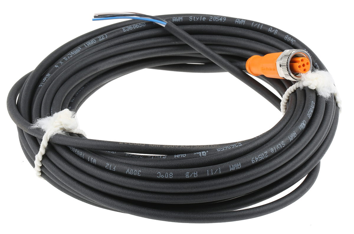ifm electronic Female 4 way M12 to Unterminated Sensor Actuator Cable, 10m