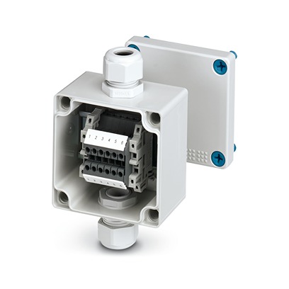 Phoenix Contact E AB A Series Grey ABS Junction Box, 6 Terminals, 85 x 83 x 60mm