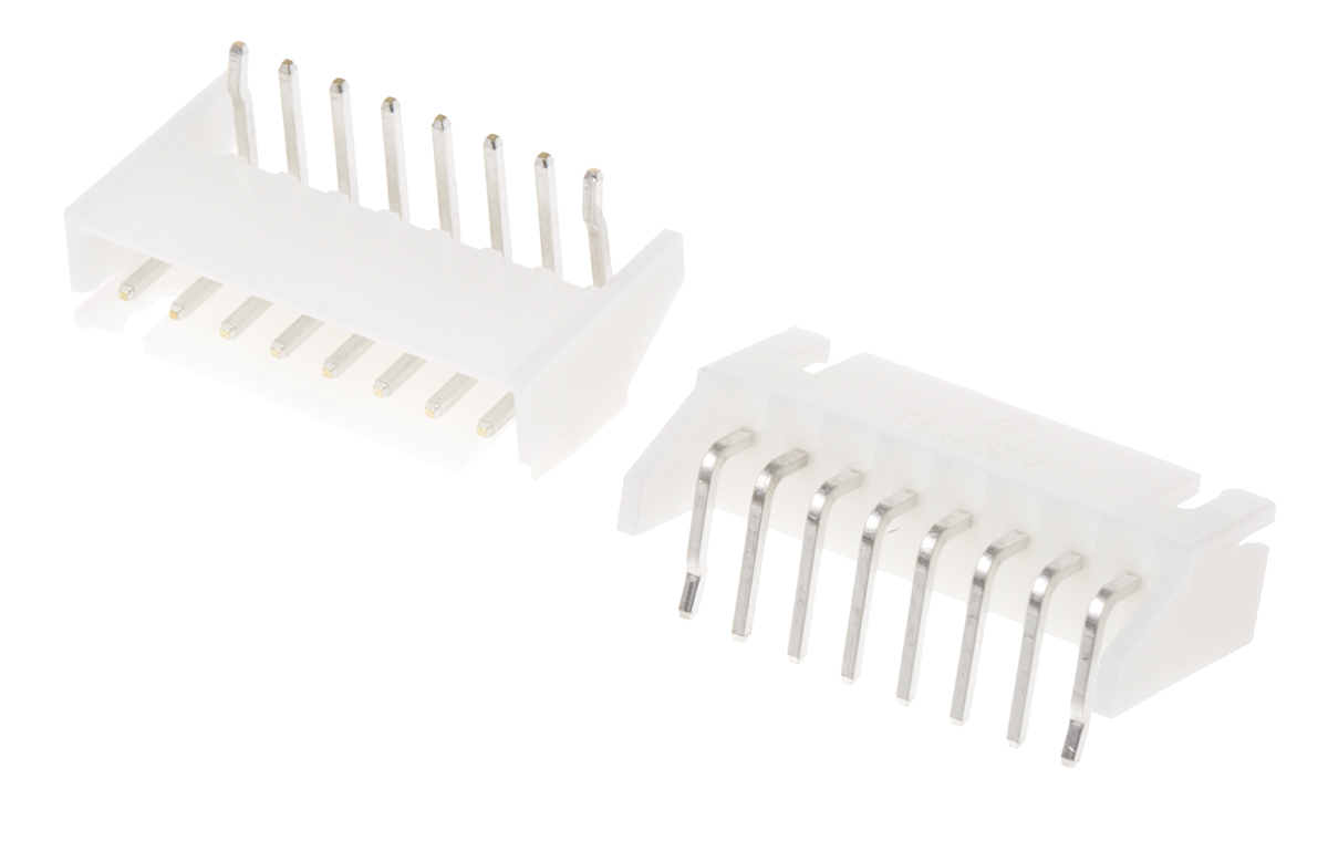 JST XH Series Right Angle Through Hole PCB Header, 8 Contact(s), 2.5 mm Pitch, 1 Row, Shrouded