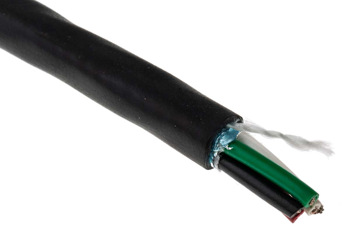 Alpha Wire Xtra-Guard 2 Performance Cable Control Cable, 4 Cores, 0.81 mm² 18 AWG, Screened, 30 m, Black Polyvinyl