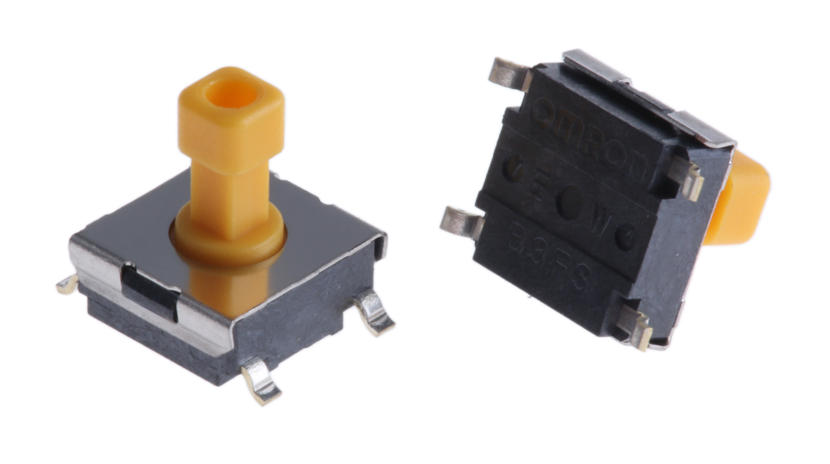 Omron Plunger Tactile Switch, SPST 50 mA @ 24 V dc 4.7mm Through Hole