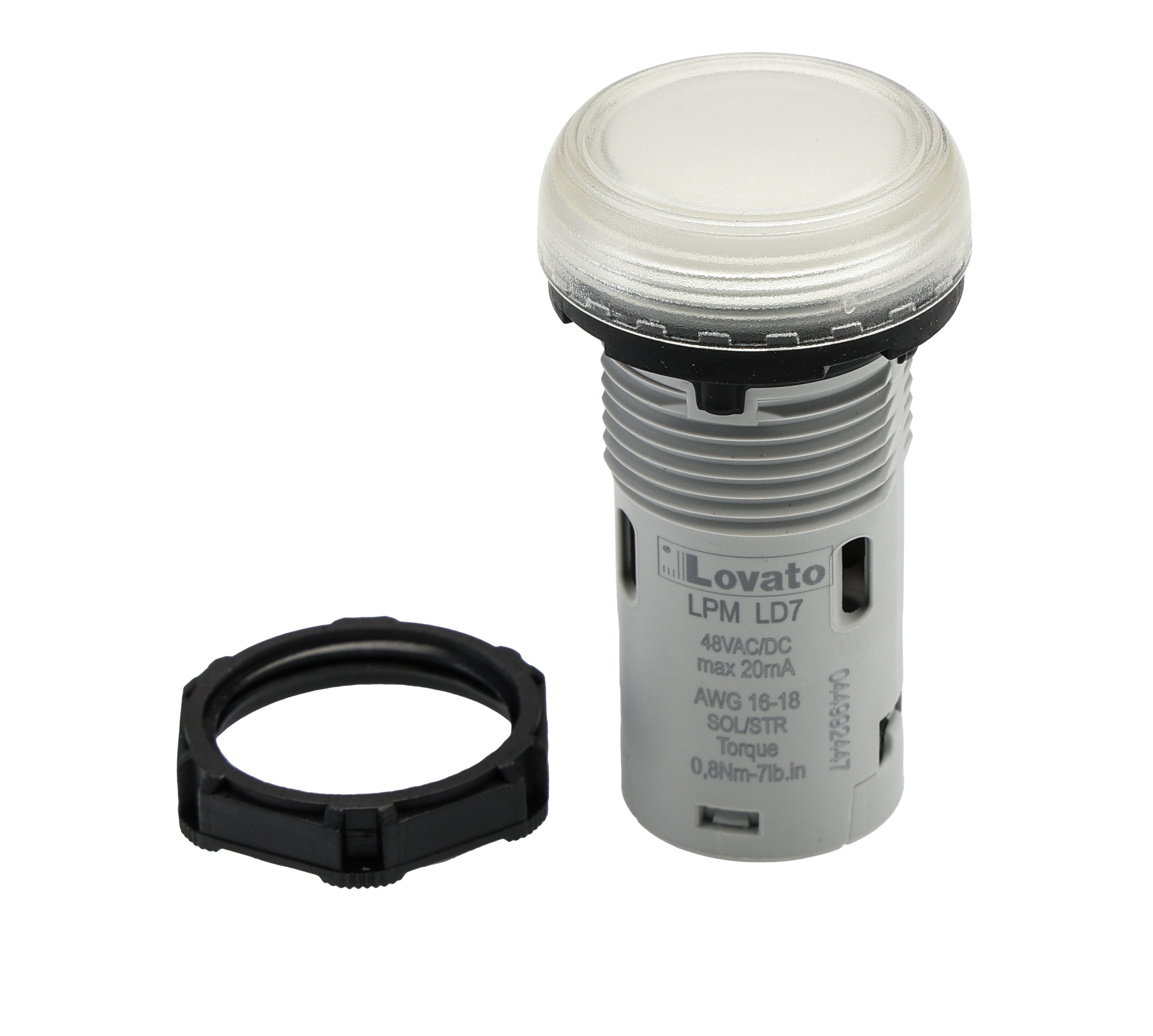 Lovato, LPML, Panel Mount Clear LED Pilot Light, 22mm Cutout, IP66, IP67, IP69K, Round, 48V