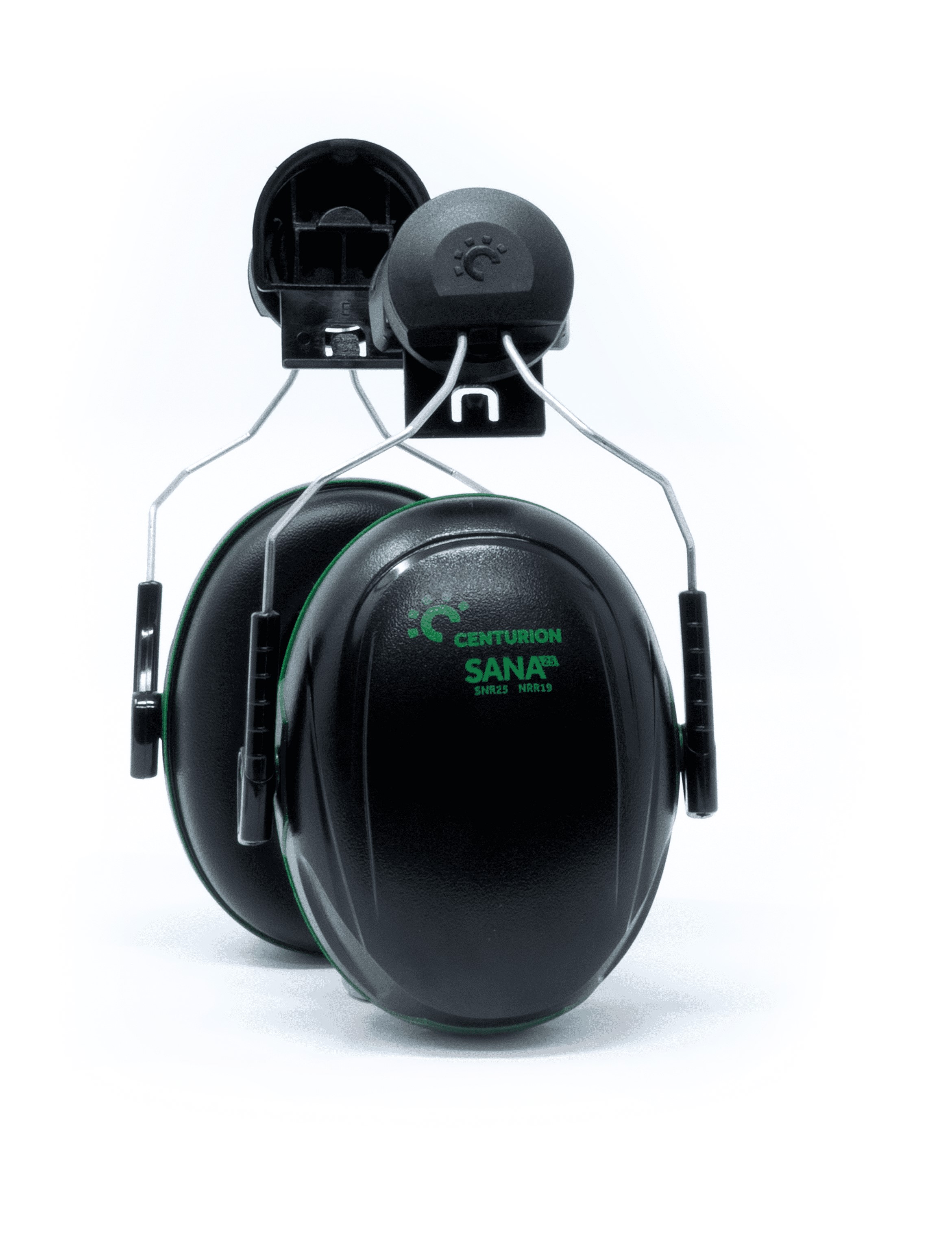 Centurion Safety SANA Ear Shells with Helmet Attachment, 25dB, Black, Green
