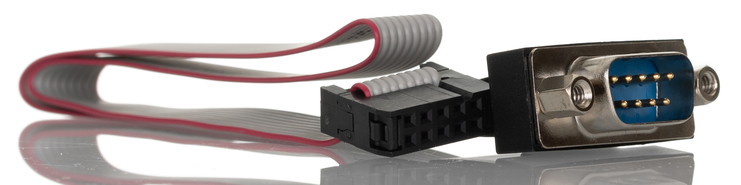 RS PRO Male 10 Pin IDC to Male 9 Pin D-sub Serial Cable, 300mm PVC