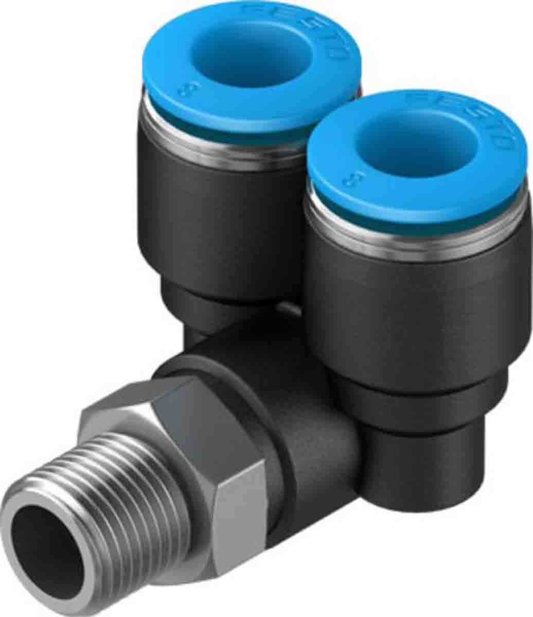 Festo Y Threaded Adaptor, Push In 8 mm to Push In 8 mm, Threaded-to-Tube Connection Style, 153175