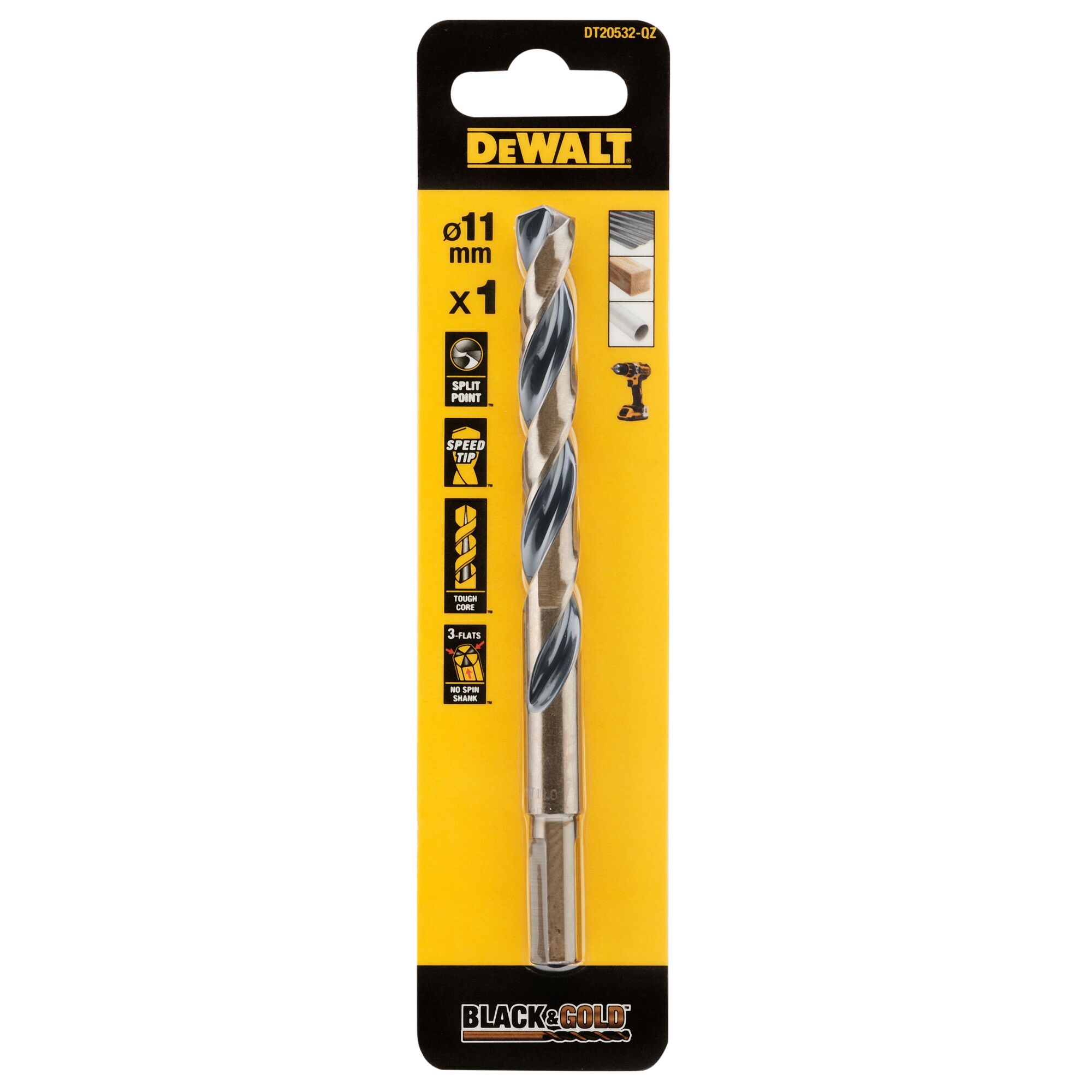 DeWALT DT205 Series HSS Twist Drill Bit for Metal, 11mm Diameter