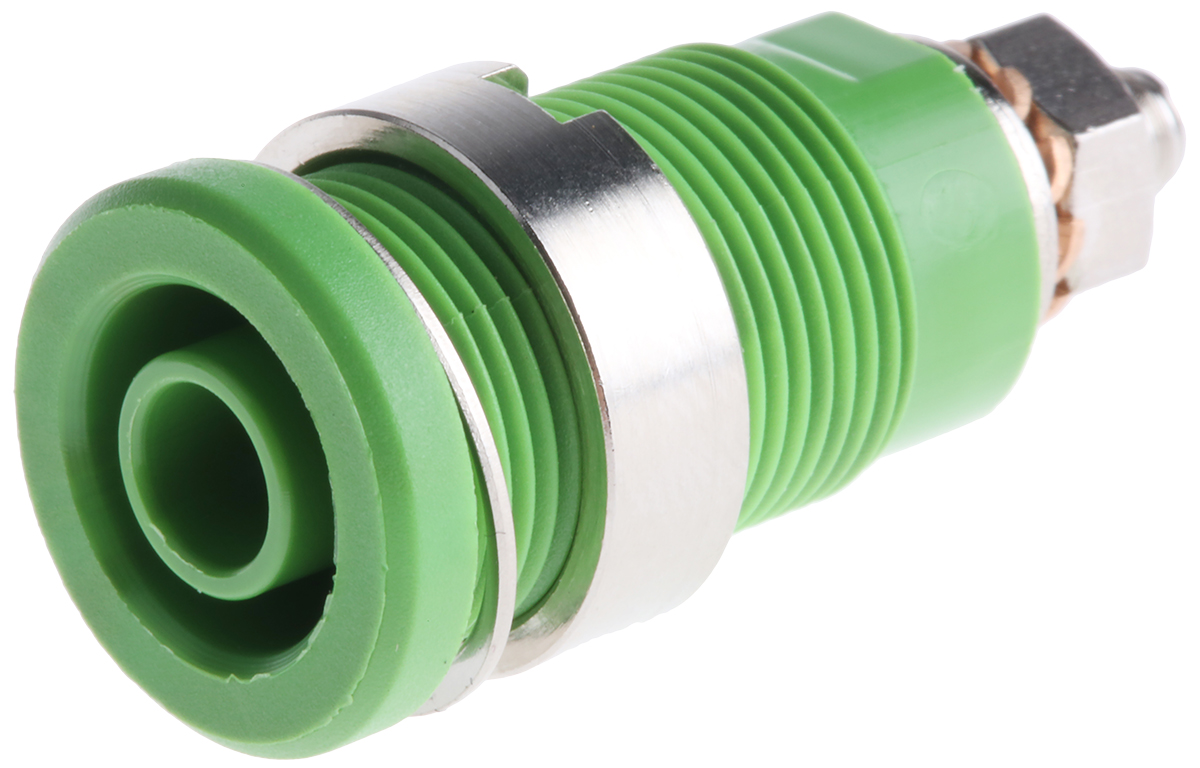 Schutzinger Green Female Banana Socket, 4 mm Connector, Screw Termination, 32A, 1000V, Nickel Plating