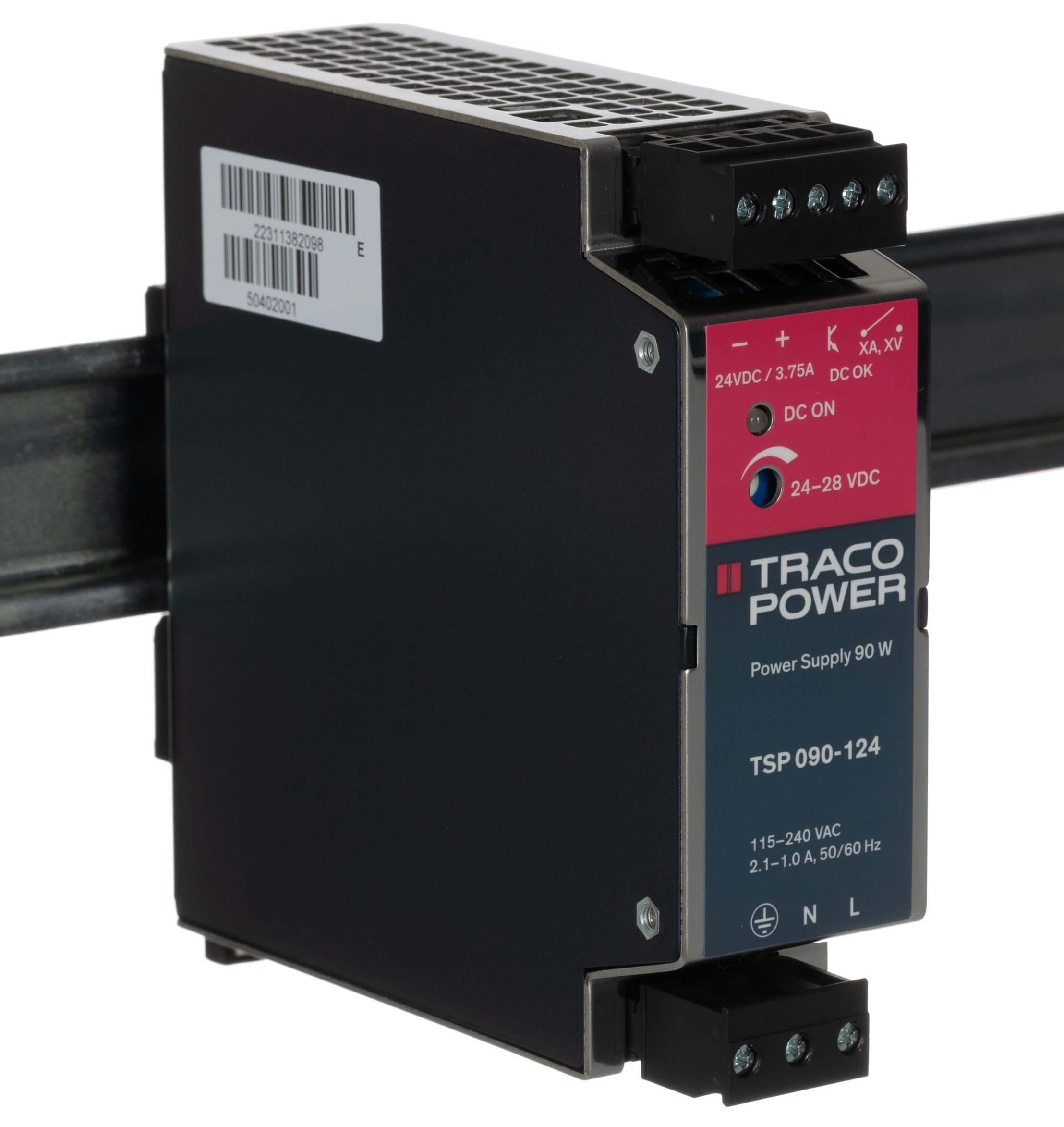 TRACOPOWER TSP Switched Mode DIN Rail Power Supply, 85 → 264V ac ac Input, 24V dc dc Output, 3.75A Output, 90W