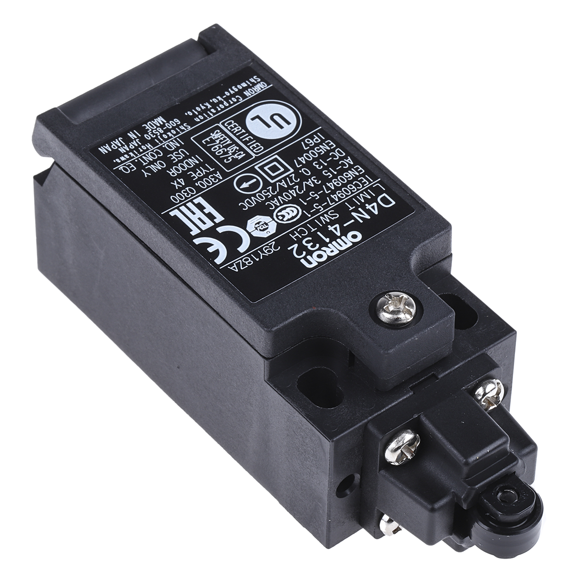 Omron D4N Series Roller Plunger Interlock Switch, NO/NC, DPST