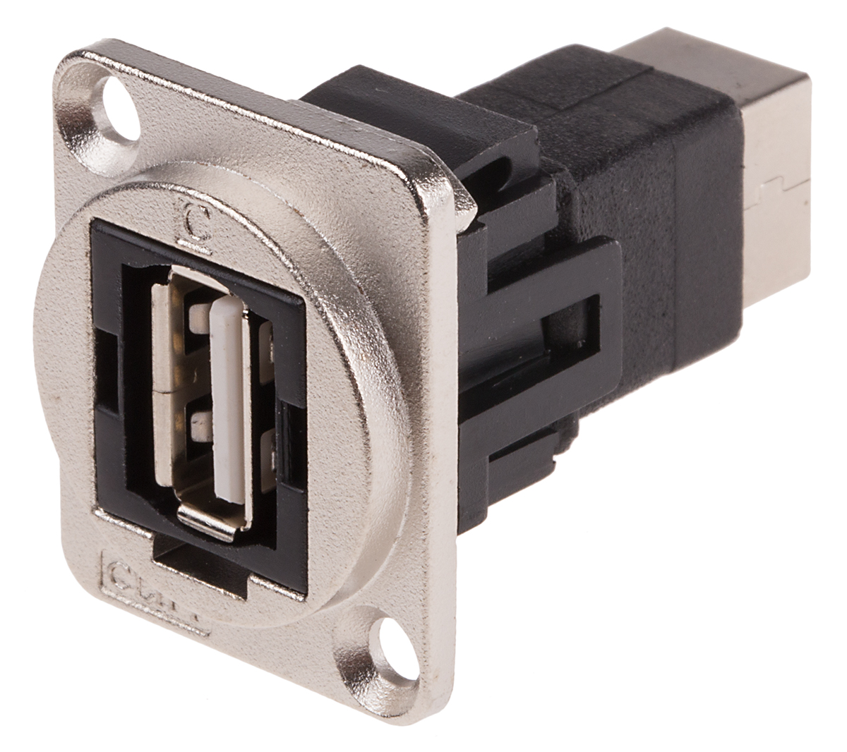 RS PRO Straight, Panel Mount, Socket- Single Port Type A to B 2.0 USB Connector