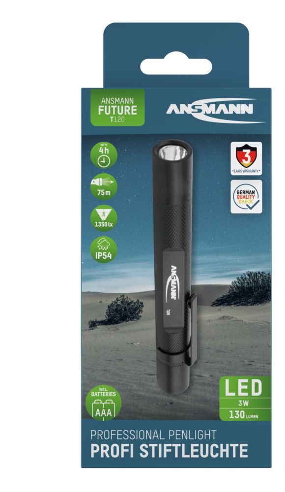 Ansmann T LED Pen Torch Black 130 lm, 139 mm