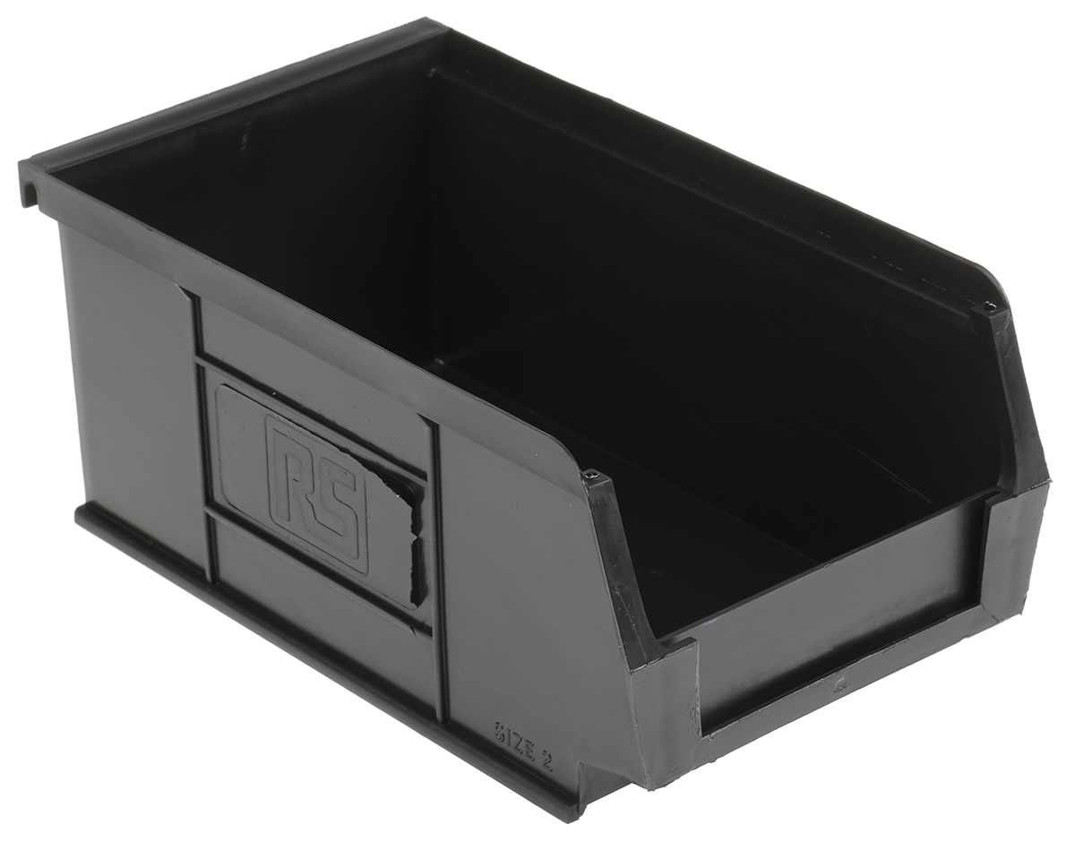 RS PRO PP Storage Bin, 165mm x 100mm x 75mm, Black