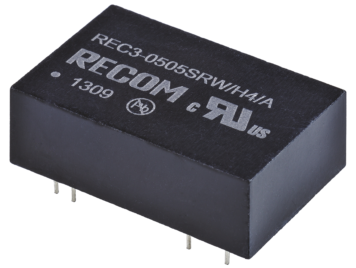 Recom REC3 DC-DC Converter, 5V dc/ 600mA Output, 4.5 → 9 V dc Input, 3W, Through Hole, +80°C Max Temp -40°C Min