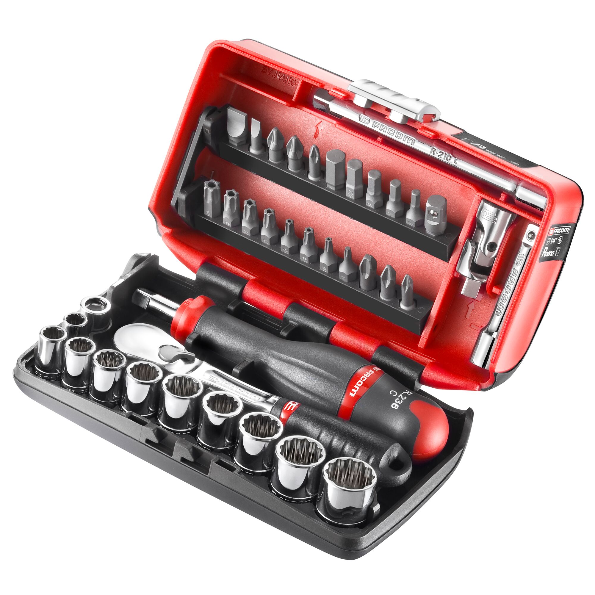 Facom 38-Piece Imperial 1/4 in Standard Socket/Bit Set with Ratchet, 6 point