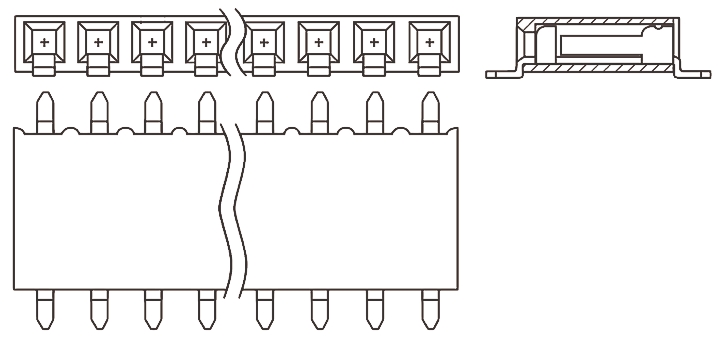 Samtec SSM Series Right Angle Surface Mount PCB Socket, 2-Contact, 1-Row, 2.54mm Pitch, Solder Termination