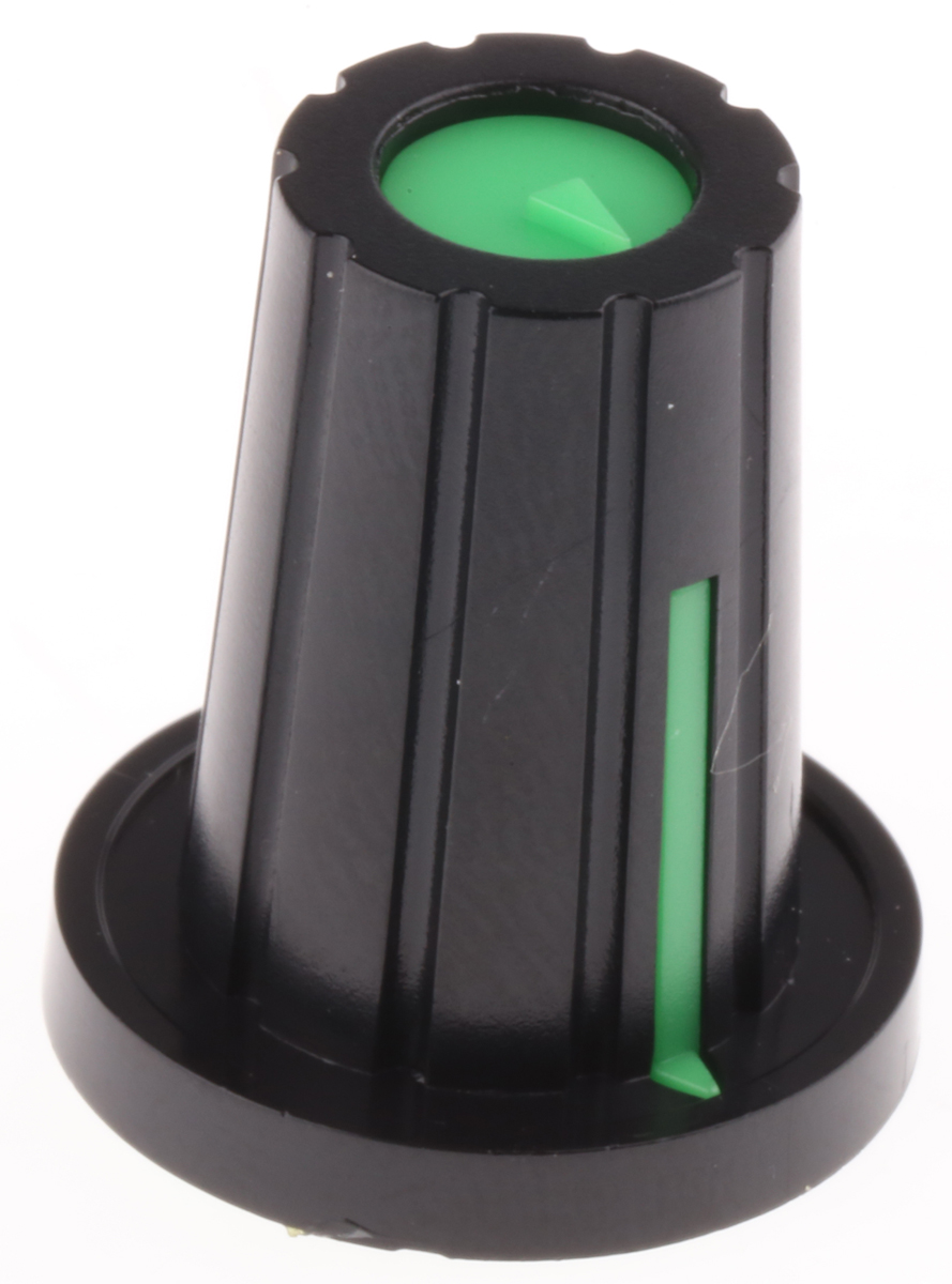 RS PRO 17mm Black Potentiometer Knob for 6.4mm Shaft D Shaped