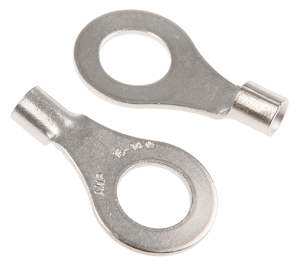 TE Connectivity, STRATO-THERM Uninsulated Ring Terminal, M6 Stud Size, 1mm² to 2.6mm² Wire Size