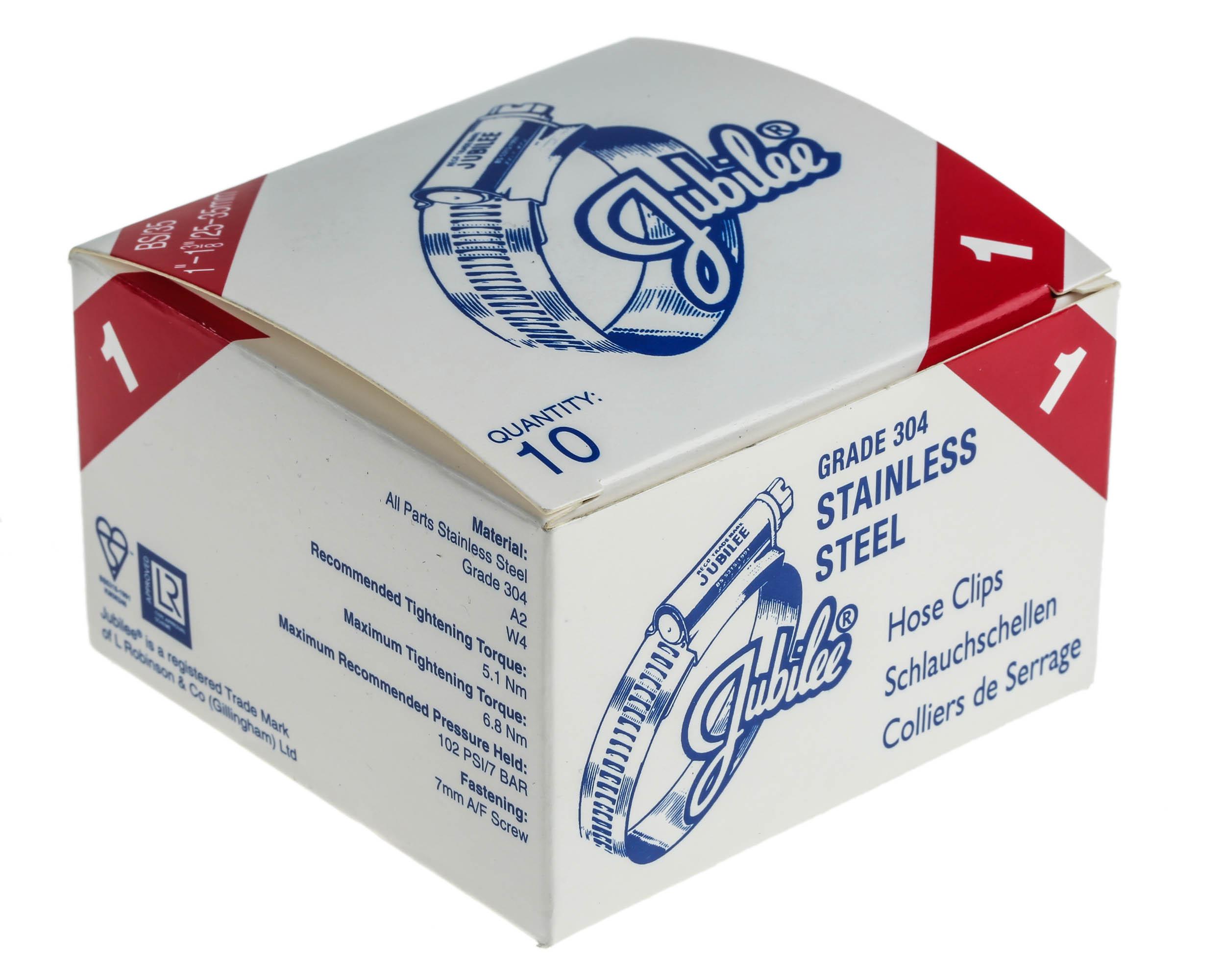 Jubilee Stainless Steel Slotted Hex Worm Drive, 13mm Band Width, 25 → 35mm ID