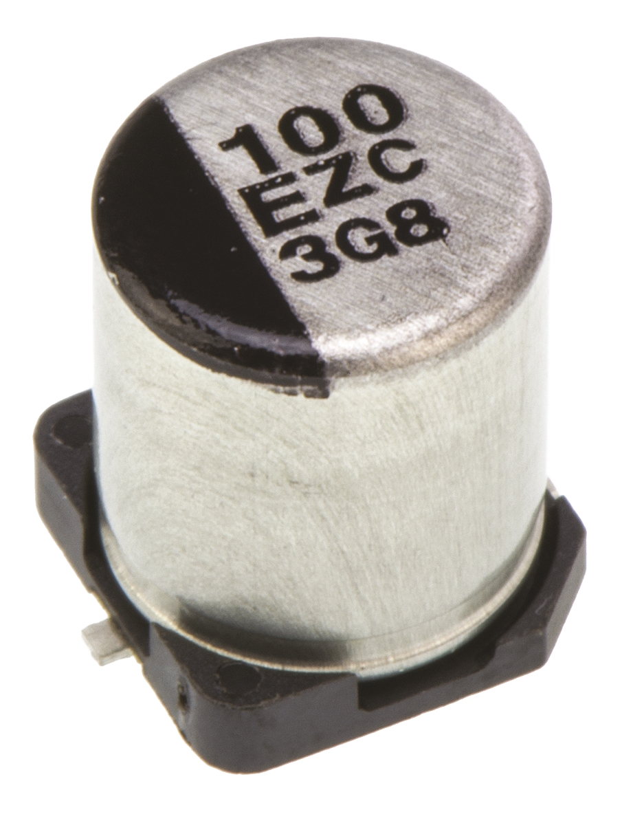 Panasonic 100μF Surface Mount Polymer Capacitor, 25V dc