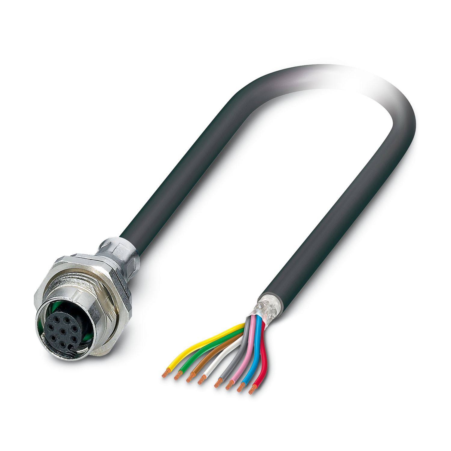 Phoenix Contact Female 8 way M12 to 8 way M12 Sensor Actuator Cable, 1 m
