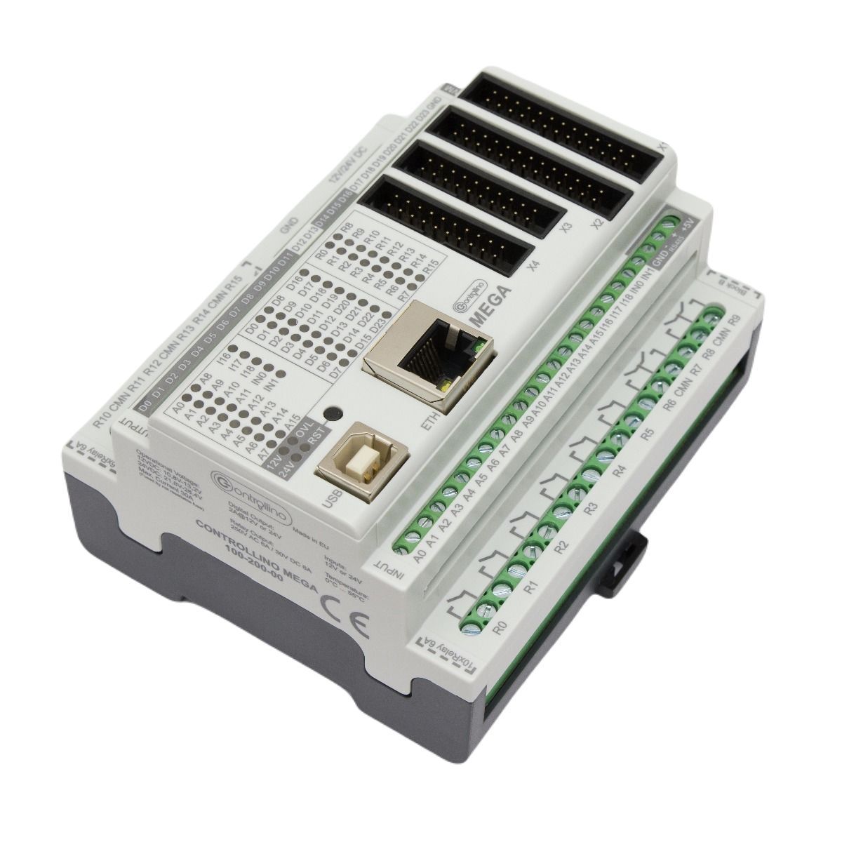 Controllino Controllino MEGA Series Controller for Use with Top Hat Rail, 12 or 24 V dc Supply, Relay Output, 21-Input,