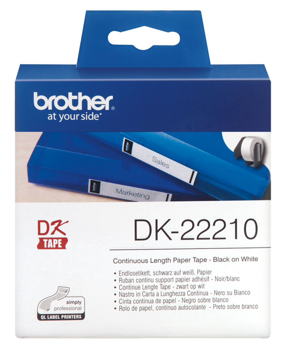 Brother White Black Print Label Roll, 29mm Width, 1 Roll Qty
