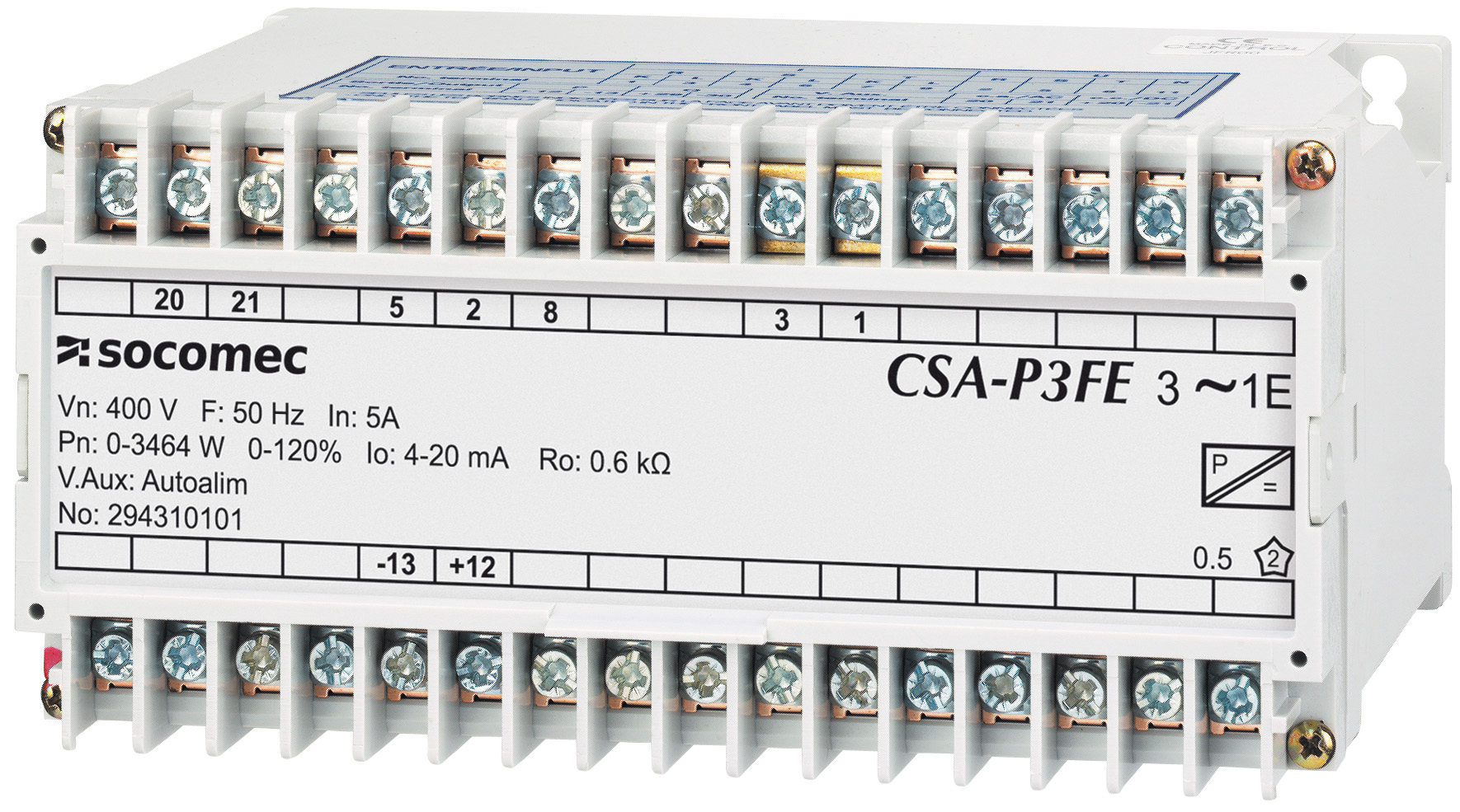 Socomec 192Y Series Current Transformer, 1A Input, 20 mA Output, 230 V ac
