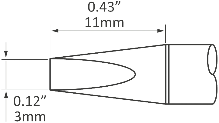 Metcal SxP 3 mm Chisel Soldering Iron Tip for use with MFR-H1-SC2
