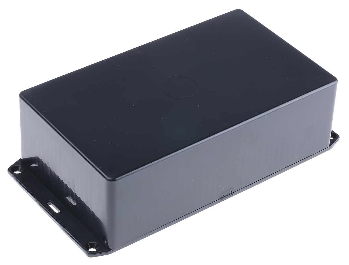 Hammond 1591 Series Black ABS Enclosure, IP54, Flanged, Black Lid, 191 x 110 x 57mm