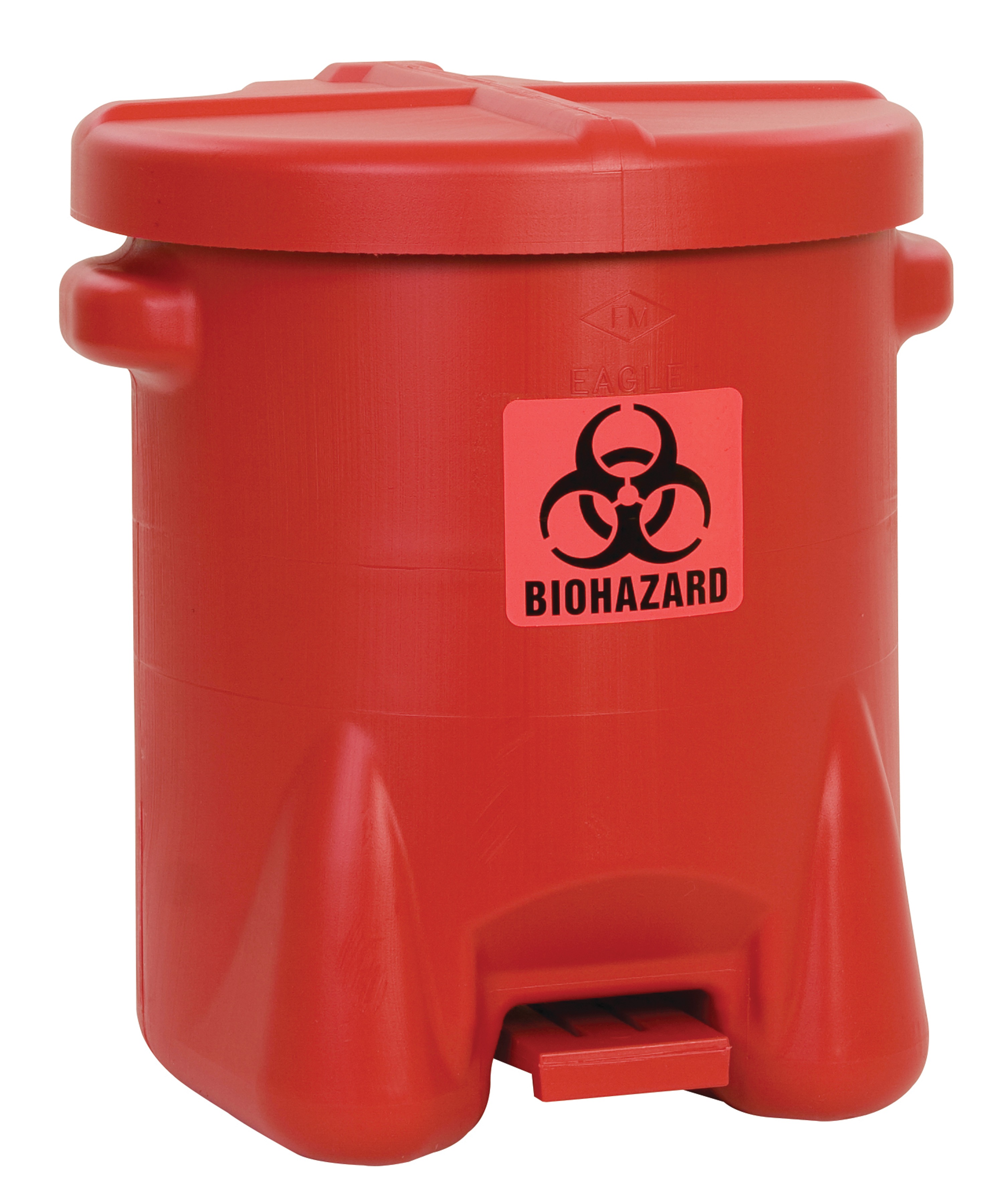 Eagle Biohazardous Poly Waste Cans 53L Red Pedal High Density Polyethylene Bio-Hazard Waste Can