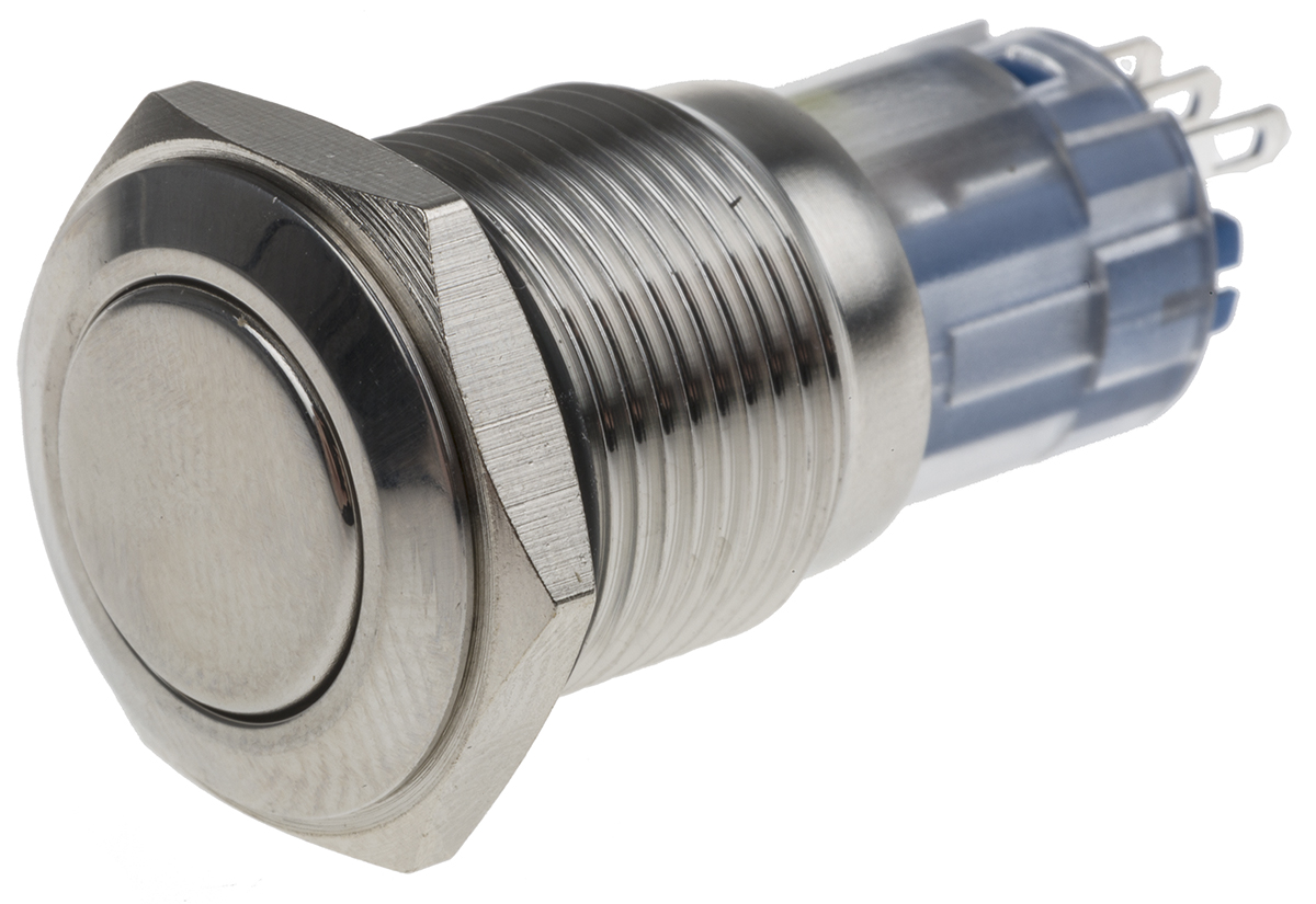 RS PRO Push Button Switch, Latching, Panel Mount, 16mm Cutout, SPDT, 250V ac, IP65, IP67