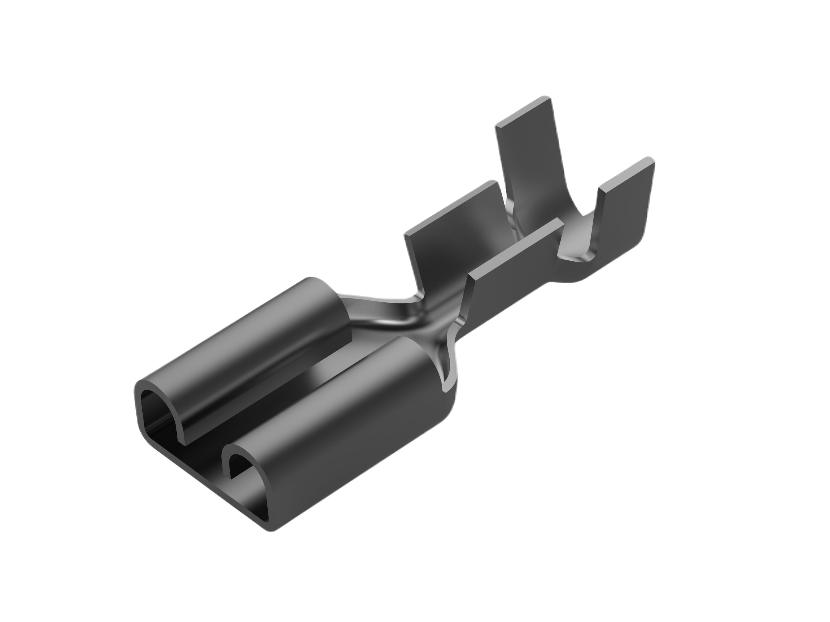 TE Connectivity FASTIN-FASTON 250 Black Uninsulated Receptacle Spade Connector, Quick Disconnect Receptacle, 6.35 x