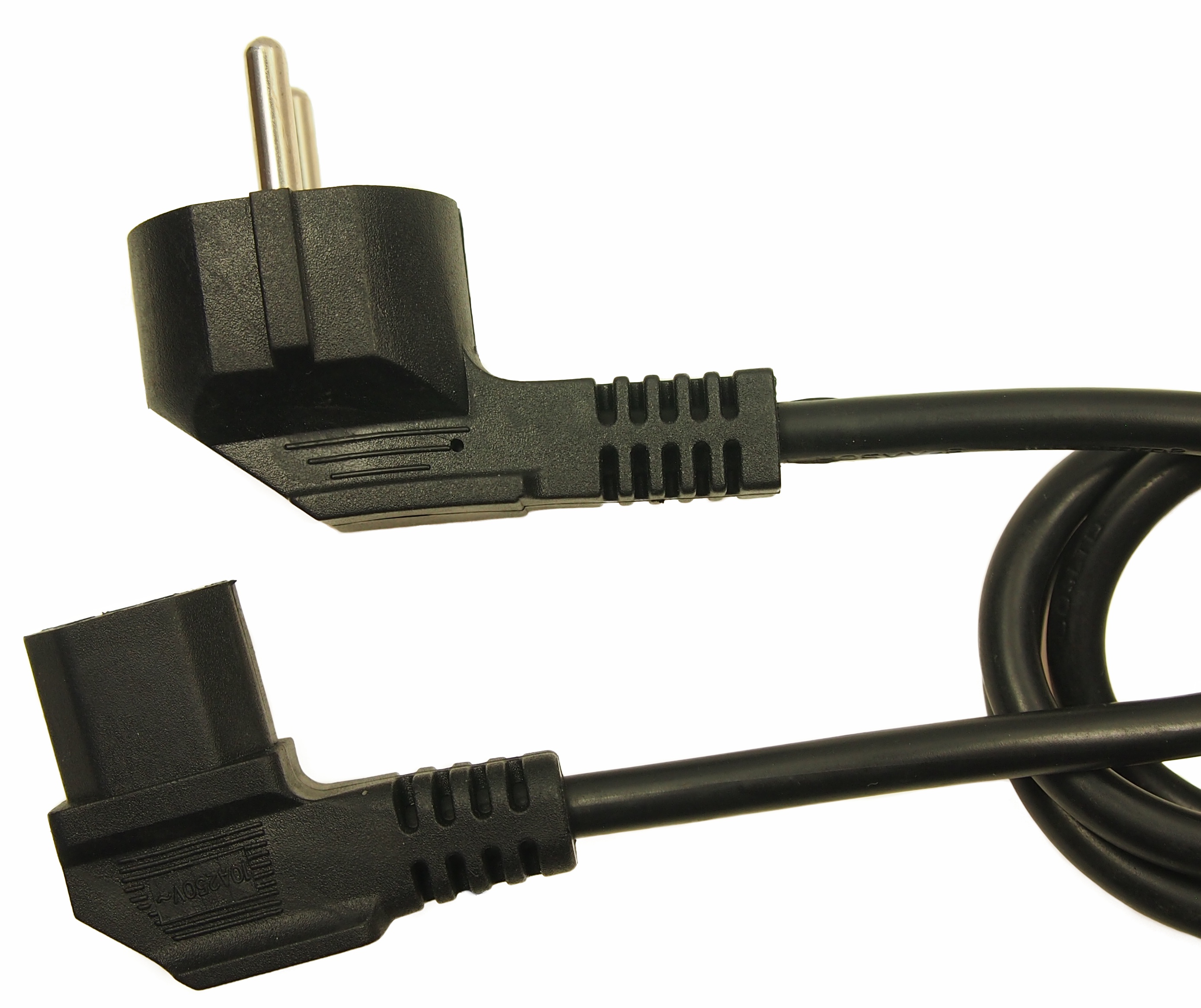 RS PRO Right Angle CEE 7/7 Plug to Right Angle IEC C13 Socket Power Cord, 2.5m