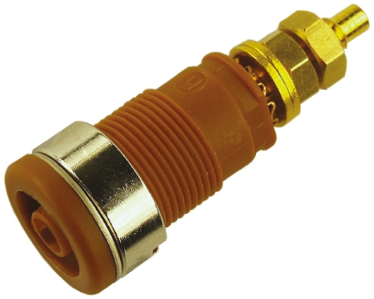 Hirschmann Test & Measurement Brown Female Banana Socket, 4 mm Connector, Solder Termination, 32A, 1000V ac/dc, Gold