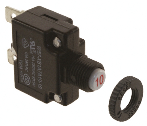 TE Connectivity Thermal Circuit Breaker - W57  Single Pole 250V ac Voltage Rating, 5A Current Rating