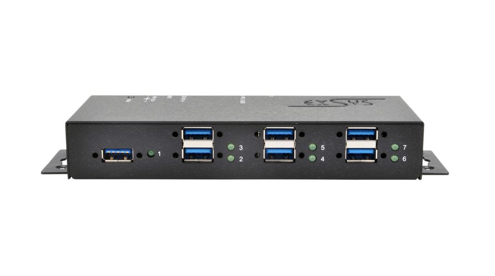Exsys 7 Port USB 3.0, USB 3.1, USB 3.2 USB A, USB B  Hub, 178.60 x 60 x 25.45mm