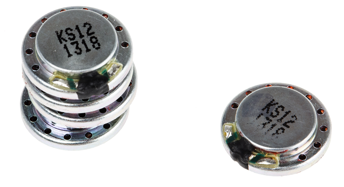 RS PRO 8Ω 0.5W Miniature Speaker 28mm Dia. , 28 (Dia.) x 4.6mm